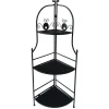 48In. Black Metal Corner Rack With Folding Wood Shelves Discount