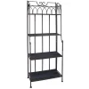 61In. Brown Decorative Arch Metal Rack With Folding Wood Top Shelves Clearance
