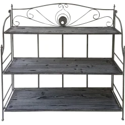 40In. Rustic Metal Rack With Folding Wood Top Shelves Outlet