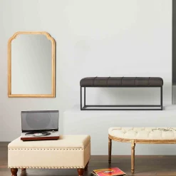 Jasmine Linen Storage Ottoman, Natural Less Expensive