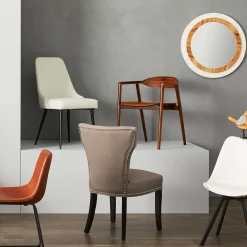 Jhene Ii Grey Studded Back Dining Chair Low Price