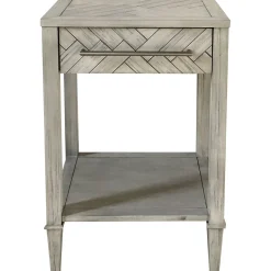 Kate 1 Drawer 1 Shelf Parquet Wood Side Table Discount Online