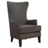 Kori Charcoal Grey High Back Accent Chair With Nailhead Trim Good Quality