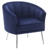 Laila Ali Avani Blue Velvet Accent Chair Opening Sales
