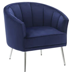 Laila Ali Avani Blue Velvet Accent Chair Opening Sales