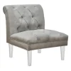 Laila Ali Grey Tufted Accent Chair With Clear Acrylic Legs Outlet