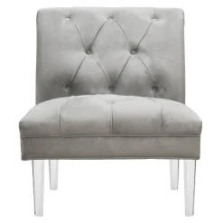 Laila Ali Grey Tufted Accent Chair With Clear Acrylic Legs Outlet