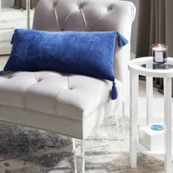 Laila Ali Grey Tufted Accent Chair With Clear Acrylic Legs Outlet