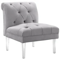 Laila Ali Grey Tufted Acrylic Leg Accent Chair Kd Fashion