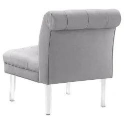 Laila Ali Grey Tufted Acrylic Leg Accent Chair Kd Fashion