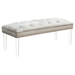 Laila Ali Grey Tufted Acrylic Leg Bench, Kd Online Discount