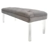 Laila Ali Grey Tufted Bench With Clear Acrylic Legs Promotion