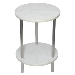 Laila Ali Iris White Marble Accent Table Opening Sales