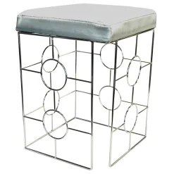 Laila Ali Kaia Grey & Chrome Stool, 20.5 Fashion