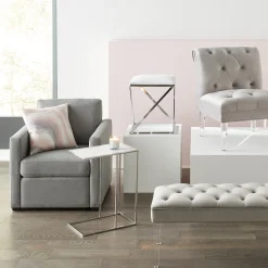 Laila Ali Marbled-Top Silver C-Table Flash Sale