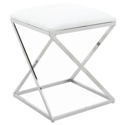 Laila Ali Modern White Velvet Ottoman Promotion