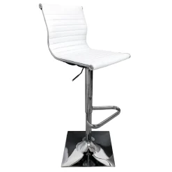 Maxwell Adjustable Faux Leather Barstool, White Discount Online