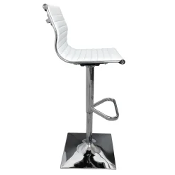 Maxwell Adjustable Faux Leather Barstool, White Discount Online
