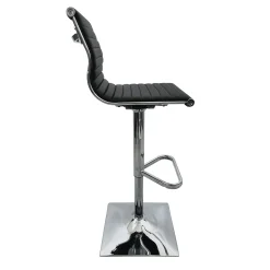 Maxwell Adjustable Faux Leather Barstool, Black Promotion