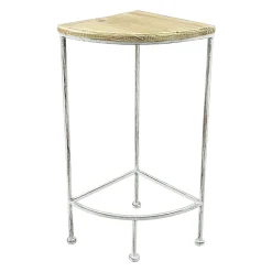 Metal Corner Plant Stand With Wood Top Grey, Small Low Price