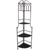 Metal Corner Rack With Brown Decorative Arch & Folding Wood-Top Shelves, 63 Online Discount