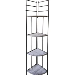Metal Corner Rack With Folding Wood-Top Shelves, 63 Featured