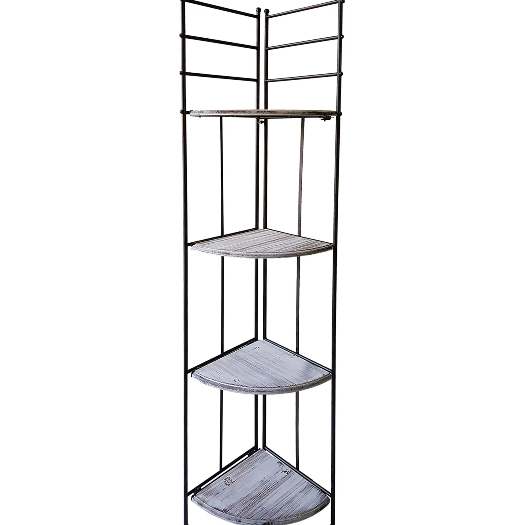 Metal Corner Rack With Folding Wood-Top Shelves, 63 Featured