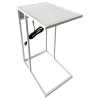 Metal C-Table With Usb Port, White Premium