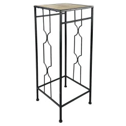 Metal Plant Stand With Wood Top Black, Large Promotion
