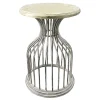 Metal Side Table With Wood Top Silver Flash Sale