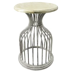 Metal Side Table With Wood Top Silver Flash Sale