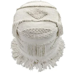 Nala Handwoven Fringe Round Pouf Less Expensive
