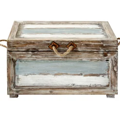 Nantucket Weathered Wood Decorative Storage Trunk, Medium Fashion