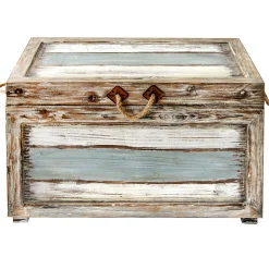 Nantucket Weathered Wood Decorative Storage Trunk, Large Opening Sales