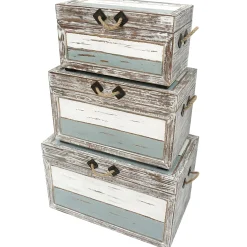 Nantucket Weathered Wood Decorative Storage Trunk, Large Opening Sales