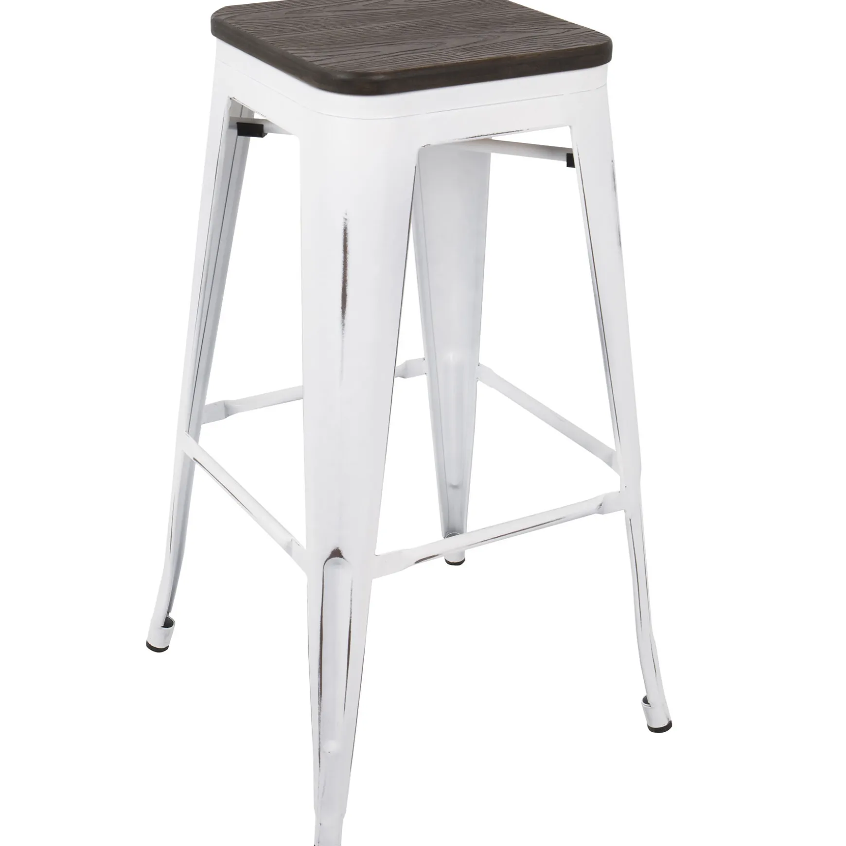 Oregon Vintage White Industrial Backless Barstool, 30 Opening Sales