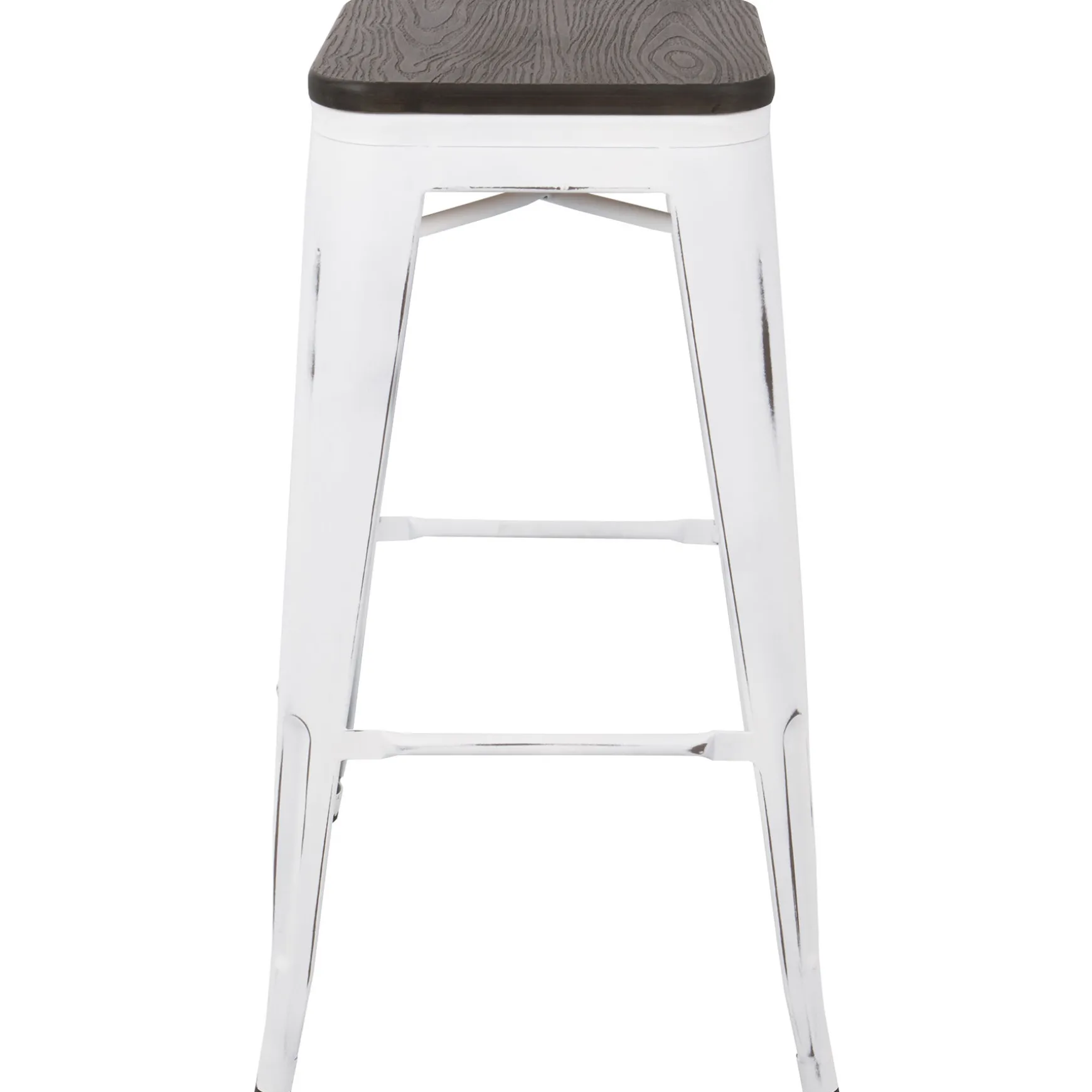 Oregon Vintage White Industrial Backless Barstool, 30 Opening Sales