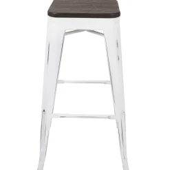 Oregon Vintage White Industrial Backless Barstool, 30 Opening Sales