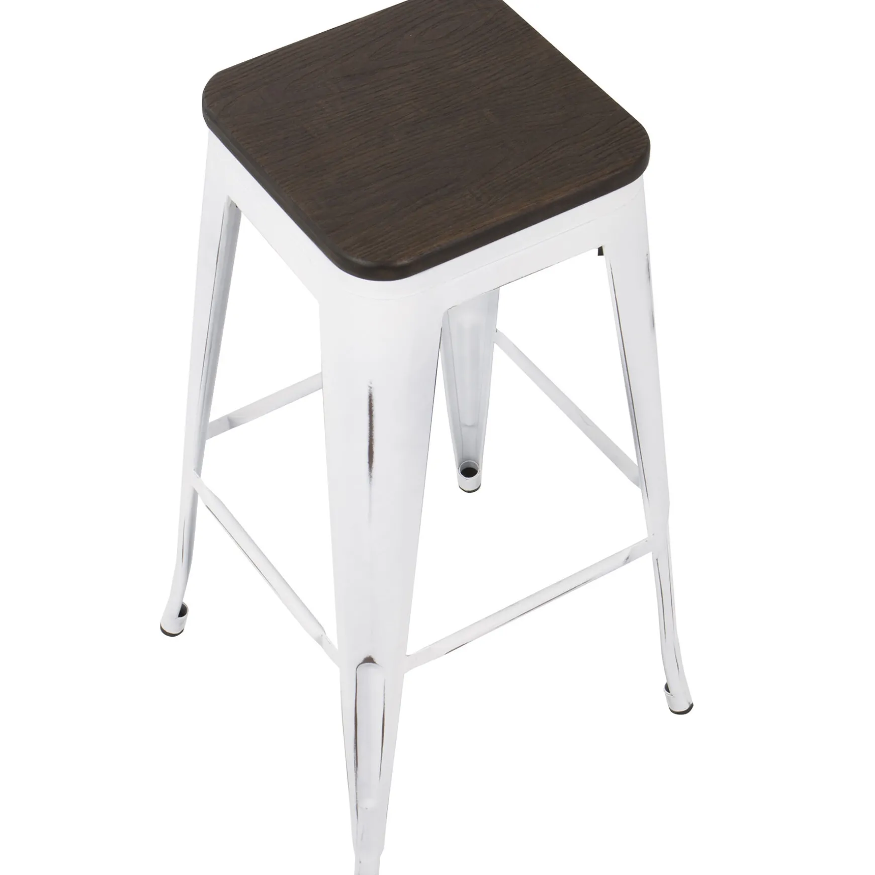 Oregon Vintage White Industrial Backless Barstool, 30 Opening Sales