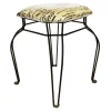 Paris Post Matte Black Wire Vanity Stool/Taupe Printed Fabric Seat Gift Selection