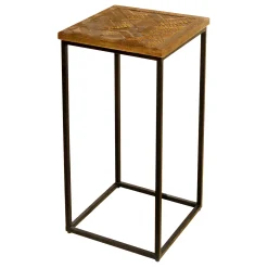 Parquet Wood Top Side Table Outlet