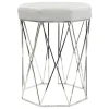 Prisma Chrome Wire Vanity Stool/Padded White Faux Leather Seat Featured