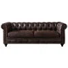 Providence Chesterfield Brown Faux Leather Tufted Sofa, 79 Opening Sales