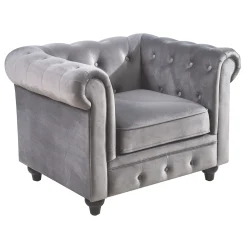 Providence Chesterfield Grey Velvet Tufted Chair Fashion