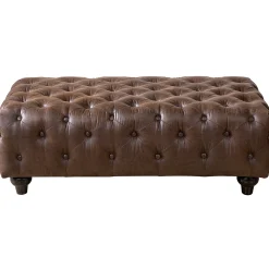 Providence Chesterfield Tufted Brown Faux Leather Ottoman Featured