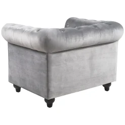 Providence Chesterfield Tufted Grey Velvet Rolled Arm Chair Discount Online