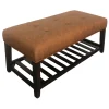 Providence Collins Leather Bench, Brown Opening Sales