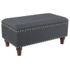 Providence Jasmine Linen Storage Ottoman, Charcoal Grey Premium