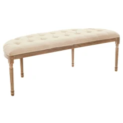 Providence Lourdes Tufted Curved Bench, Neutral Clearance