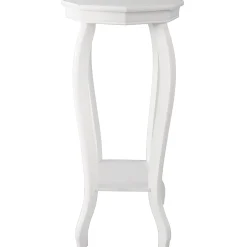 Providence White Wood Octagon Top Plant Stand Opening Sales